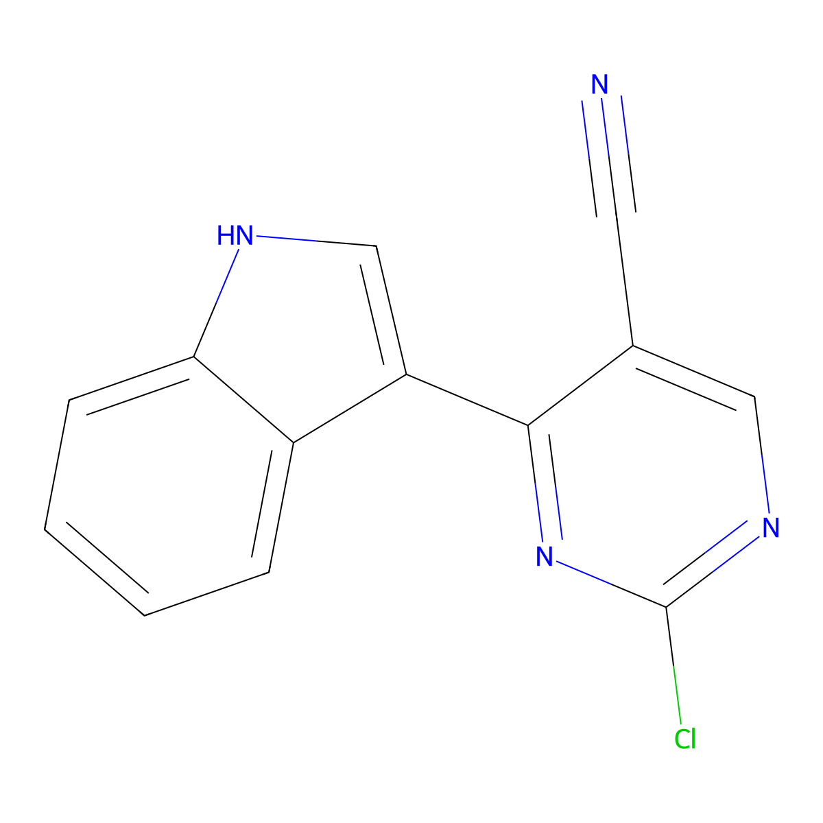 2-Chloro-4-(1H-indol-3-yl)pyrimidine-5-carbonitrile molecular structure, CAS 2306263-35-2
