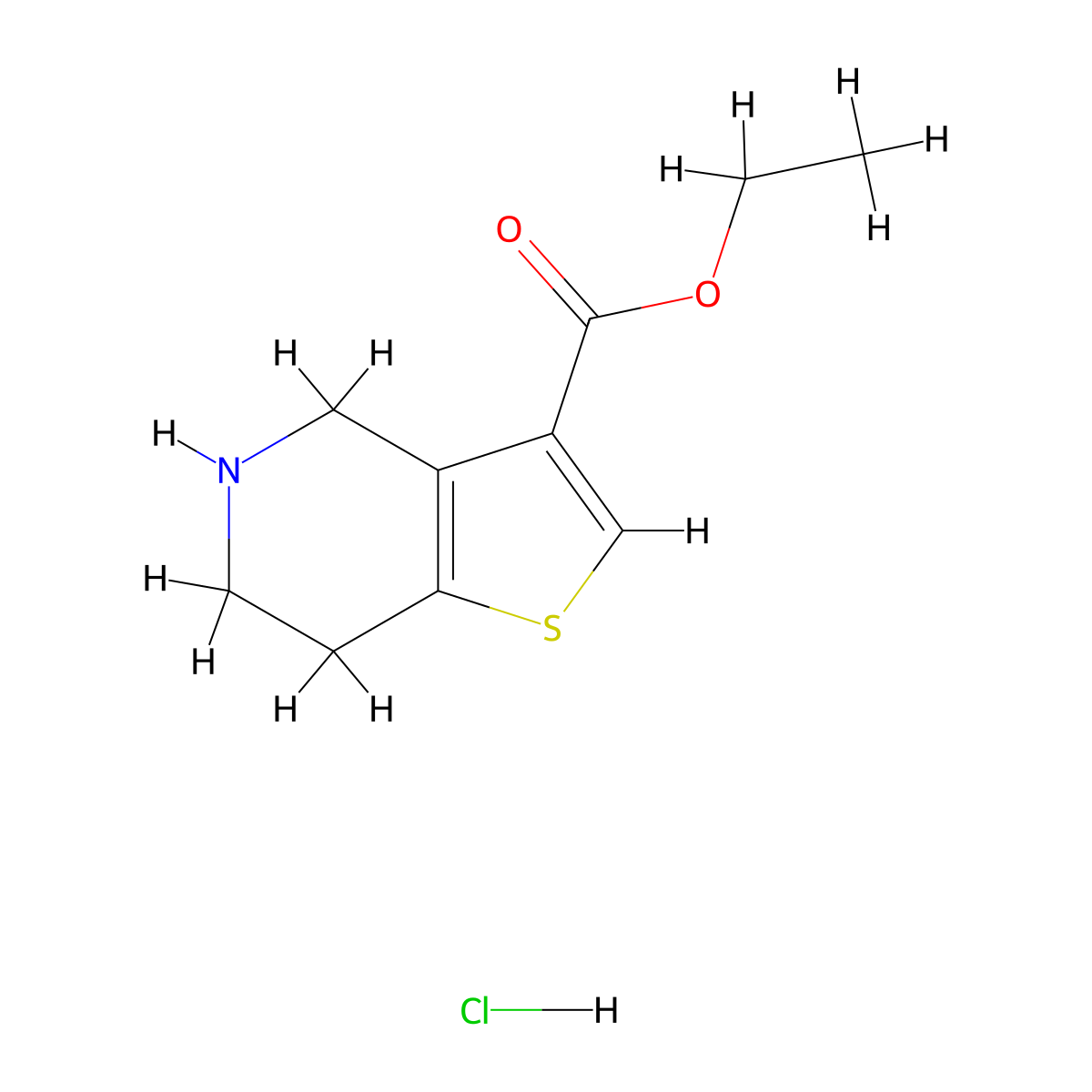Ethyl 4,5,6,7-tetrahydrothieno[3,2-c]pyridine-3-carboxylate hydrochloride molecular structure, CAS 2306263-50-1