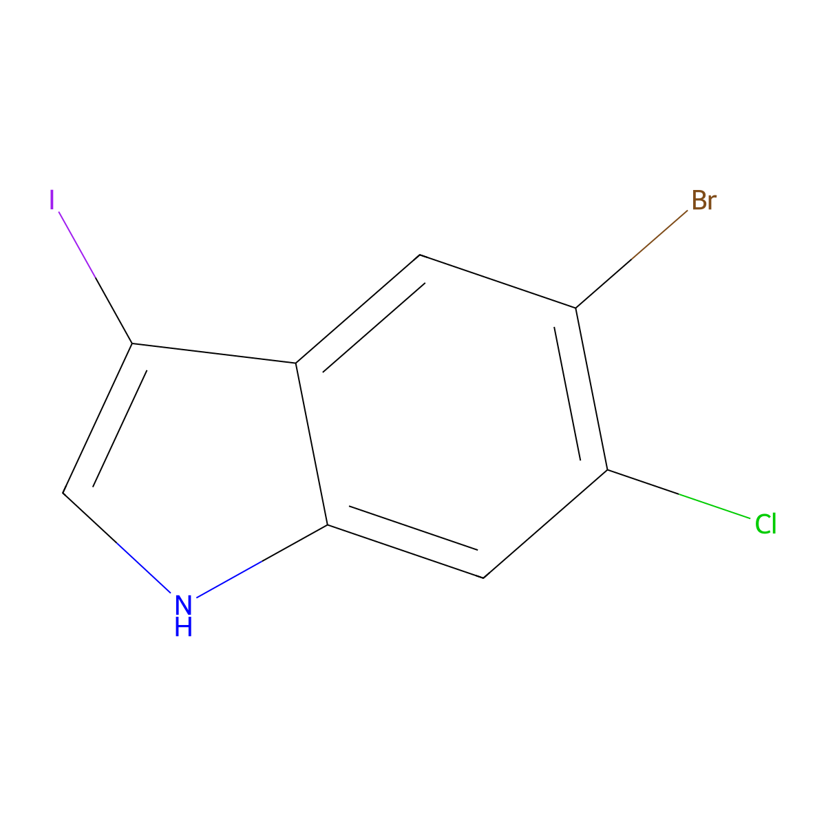 5-Bromo-6-chloro-3-iodo-1H-indole molecular structure, CAS 2306263-63-6