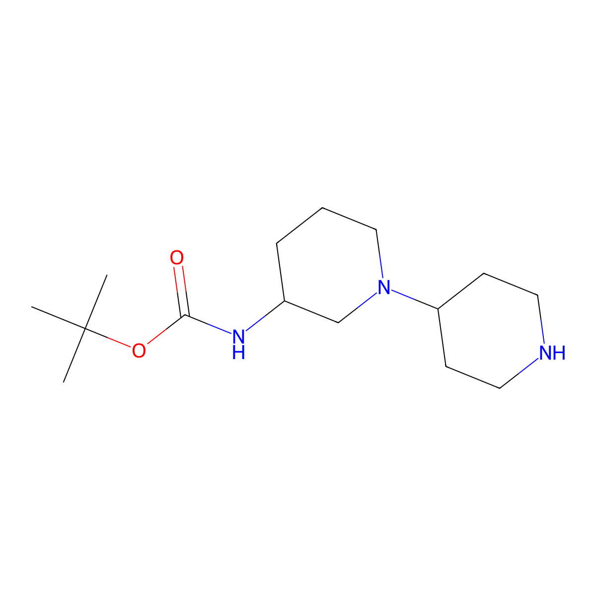 tert-Butyl [1,4'-bipiperidin]-3-ylcarbamate molecular structure, CAS 2306263-64-7