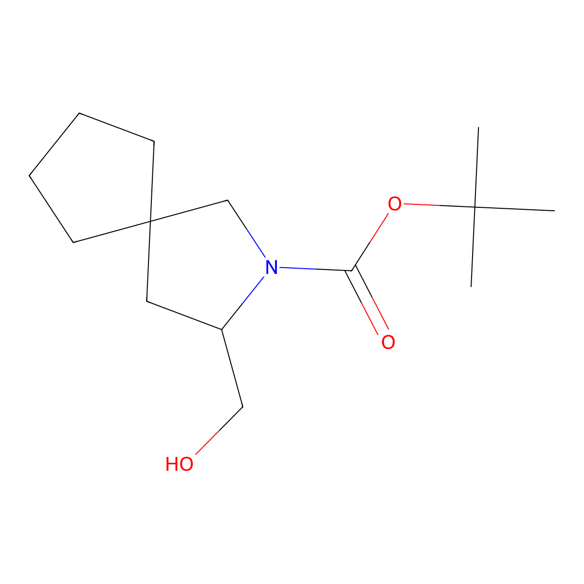 tert-Butyl 3-(hydroxymethyl)-2-azaspiro[4.4]nonane-2-carboxylate molecular structure, CAS 2306263-80-7