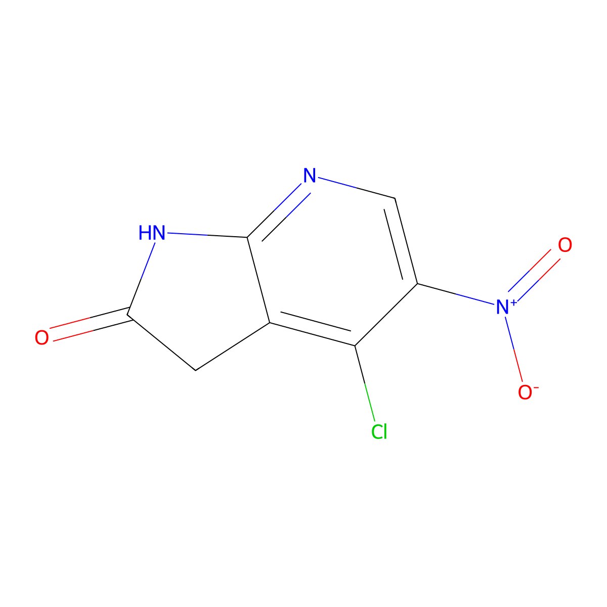 4-Chloro-5-nitro-1,3-dihydropyrrolo[2,3-b]pyridin-2-one molecular structure, CAS 2306263-86-3