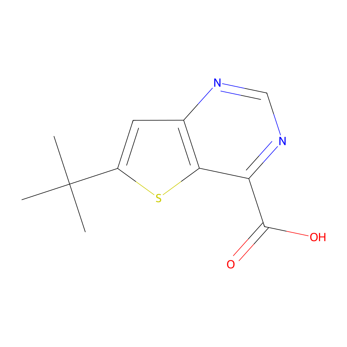 6-Tert-butylthieno[3,2-d]pyrimidine-4-carboxylic acid molecular structure, CAS 2306264-03-7