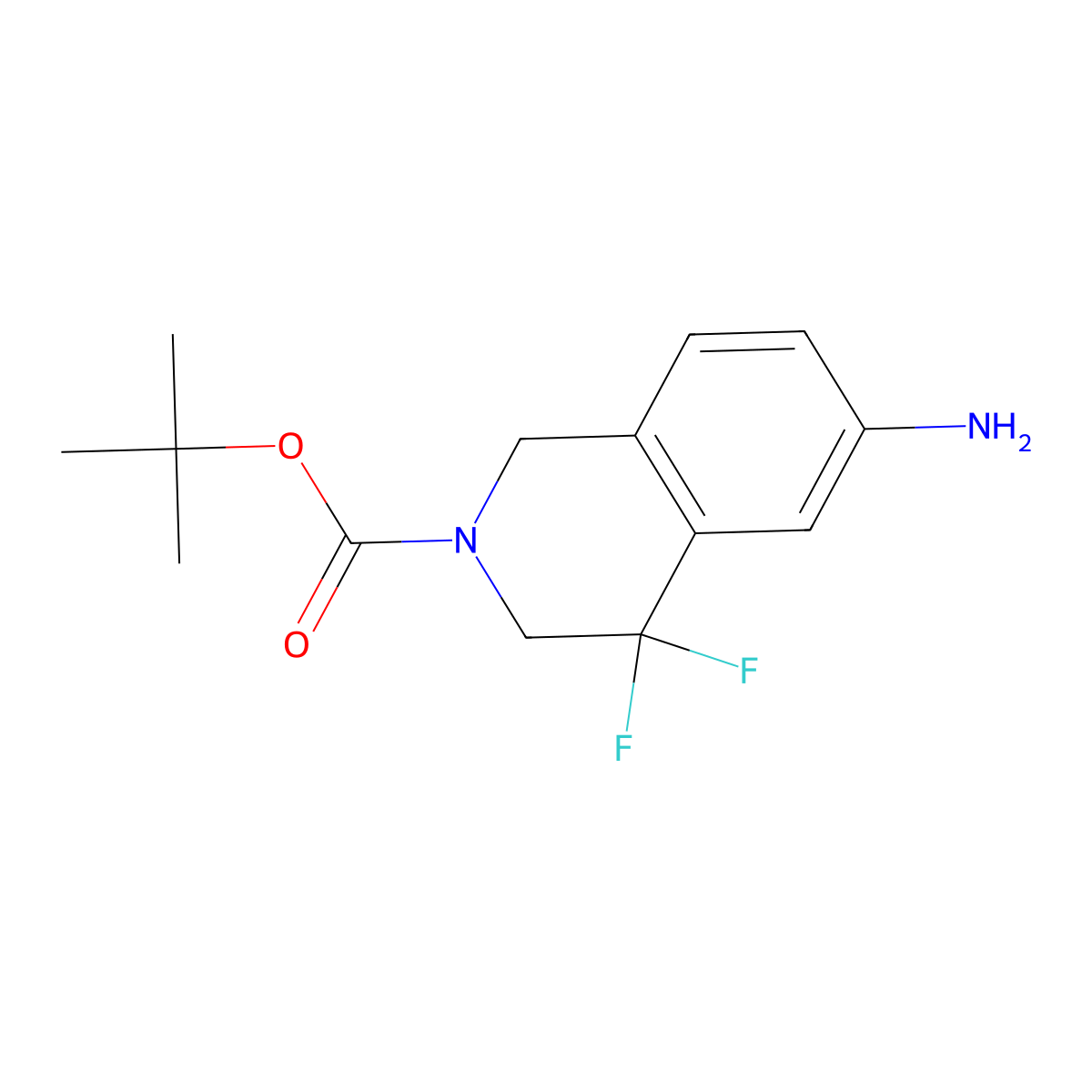 Tert-butyl 6-amino-4,4-difluoro-1,3-dihydroisoquinoline-2-carboxylate molecular structure, CAS 2306264-25-3