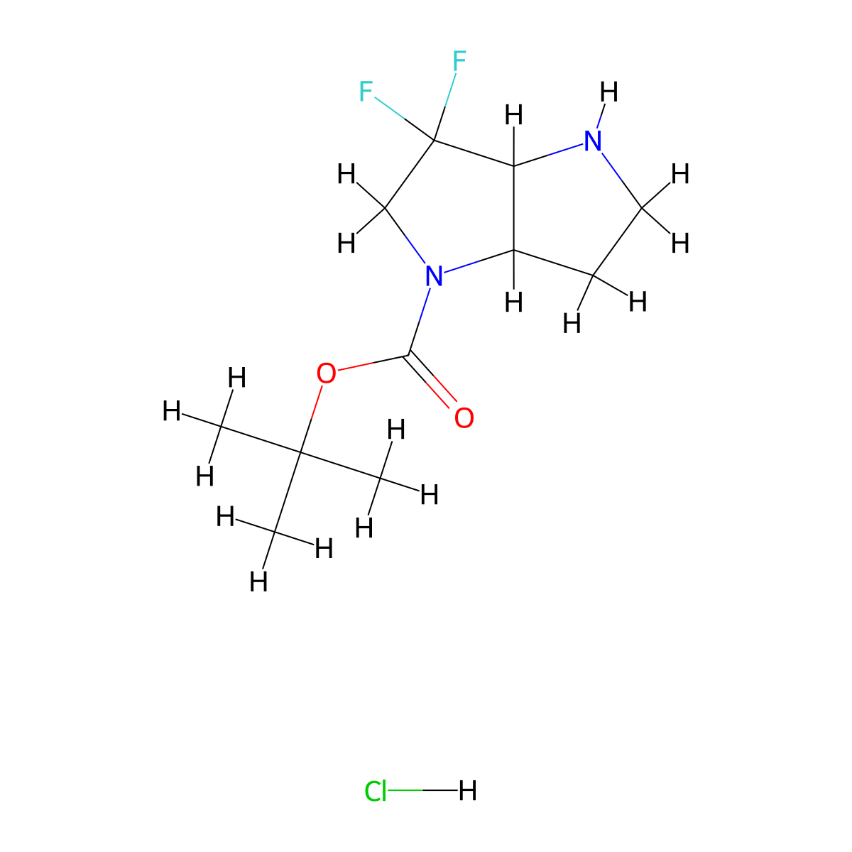 Tert-butyl 6,6-difluoro-1,2,3,3a,5,6a-hexahydropyrrolo[3,2-b]pyrrole-4-carboxylate;hydrochloride molecular structure, CAS 2306264-31-1