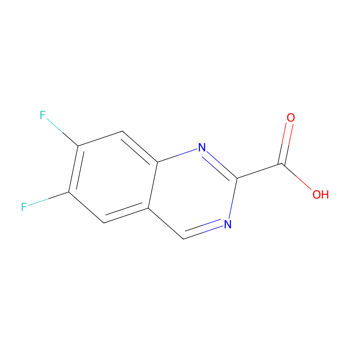 6,7-Difluoroquinazoline-2-carboxylic acid molecular structure, CAS 2306264-50-4