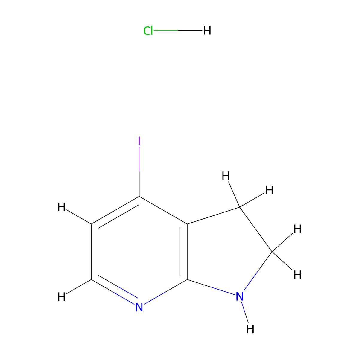 4-iodo-2,3-dihydro-1H-pyrrolo[2,3-b]pyridine;hydrochloride molecular structure, CAS 2306264-64-0