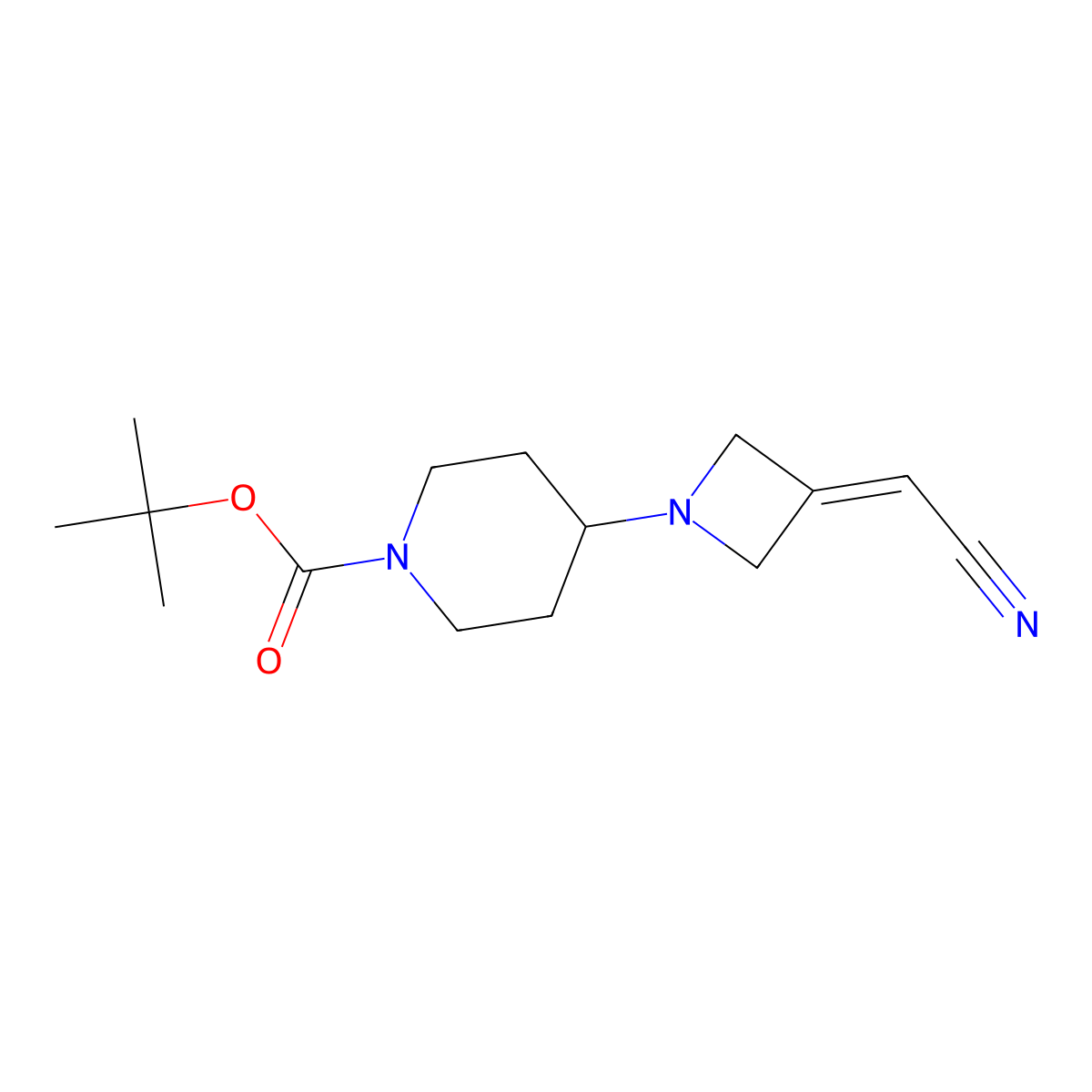 tert-Butyl 4-(3-(cyanomethylene)azetidin-1-yl)piperidine-1-carboxylate molecular structure, CAS 2306264-73-1