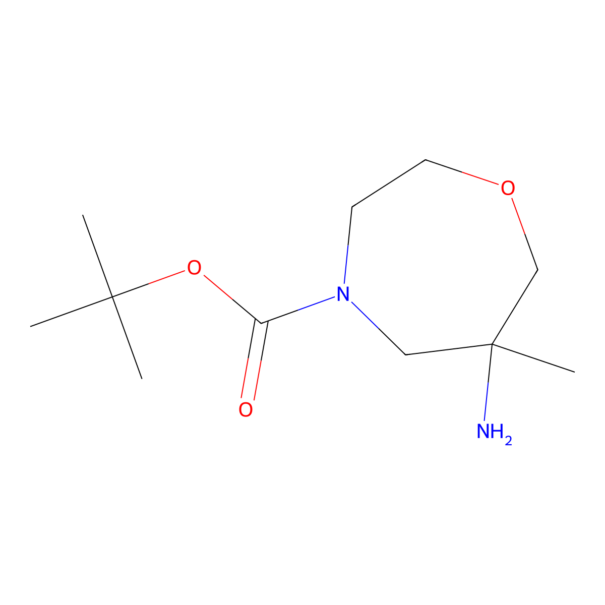 tert-Butyl 6-amino-6-methyl-1,4-oxazepane-4-carboxylate molecular structure, CAS 2306265-25-6