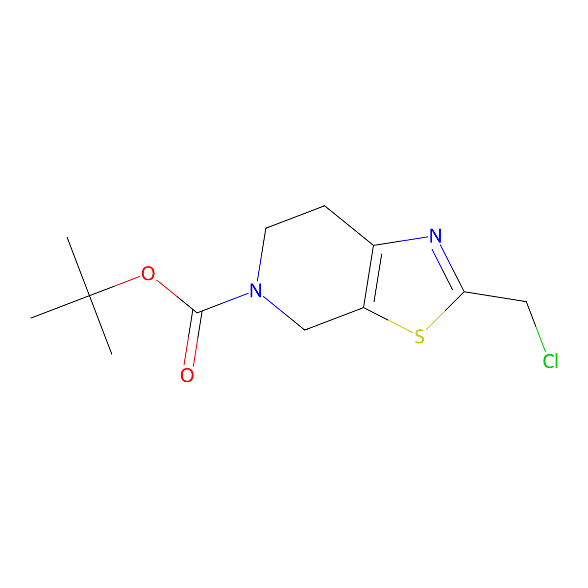 tert-butyl 2-(chloromethyl)-6,7-dihydro-4H-thiazolo[5,4-c]pyridine-5-carboxylate molecular structure, CAS 2306265-51-8