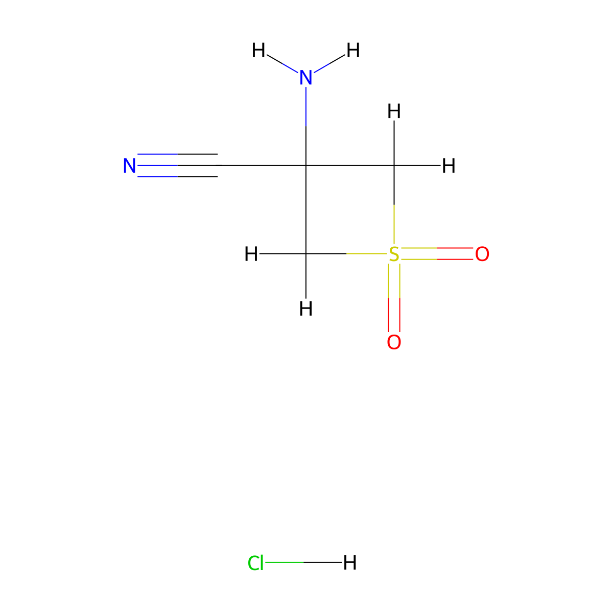 3-Amino-1,1-dioxo-thietane-3-carbonitrile hydrochloride molecular structure, CAS 2306268-09-5