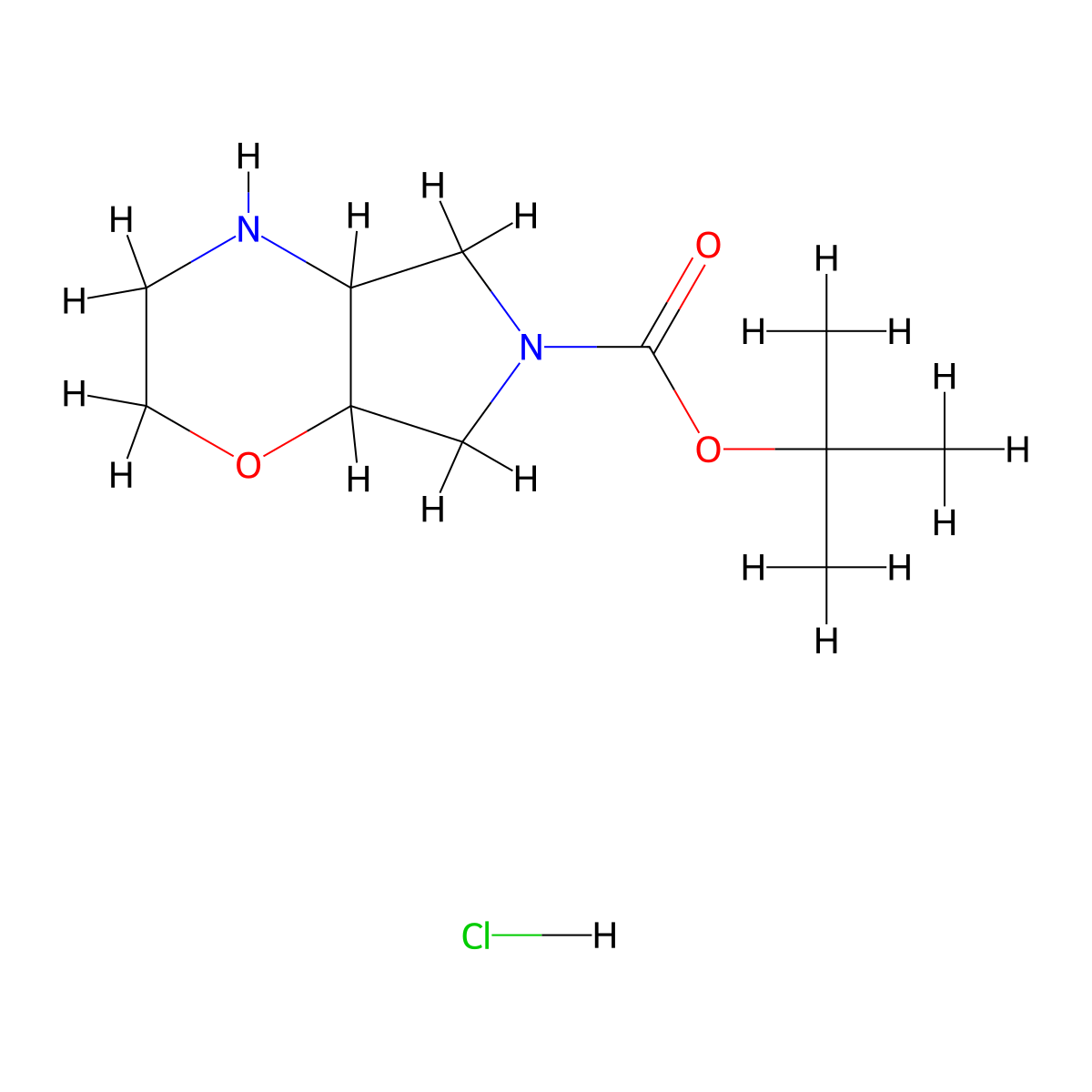 tert-Butyl octahydropyrrolo[3,4-b][1,4]oxazine-6-carboxylate hydrochloride molecular structure, CAS 2306268-18-6