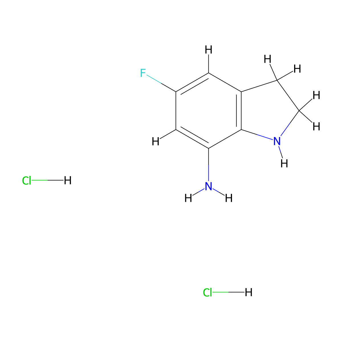 5-Fluoroindolin-7-amine dihydrochloride molecular structure, CAS 2306268-35-7