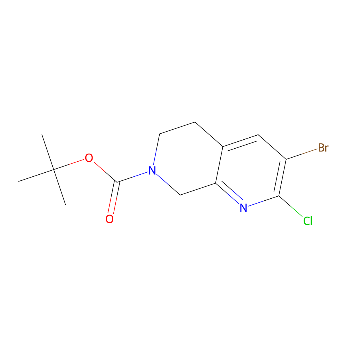 tert-Butyl 3-bromo-2-chloro-5,8-dihydro-1,7-naphthyridine-7(6H)-carboxylate molecular structure, CAS 2306268-82-4