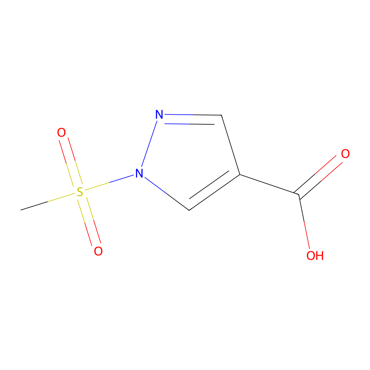 1-(Methylsulfonyl)-1H-pyrazole-4-carboxylic acid molecular structure, CAS 2306268-92-6