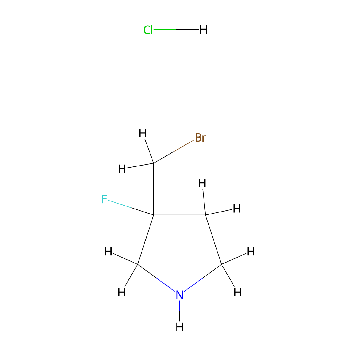 3-(Bromomethyl)-3-fluoro-pyrrolidine;hydrochloride molecular structure, CAS 2306268-96-0