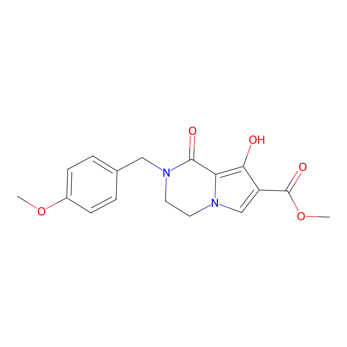 Methyl 8-hydroxy-2-[(4-methoxyphenyl)methyl]-1-oxo-3,4-dihydropyrrolo[1,2-a]pyrazine-7-carboxylate molecular structure, CAS 2306268-97-1