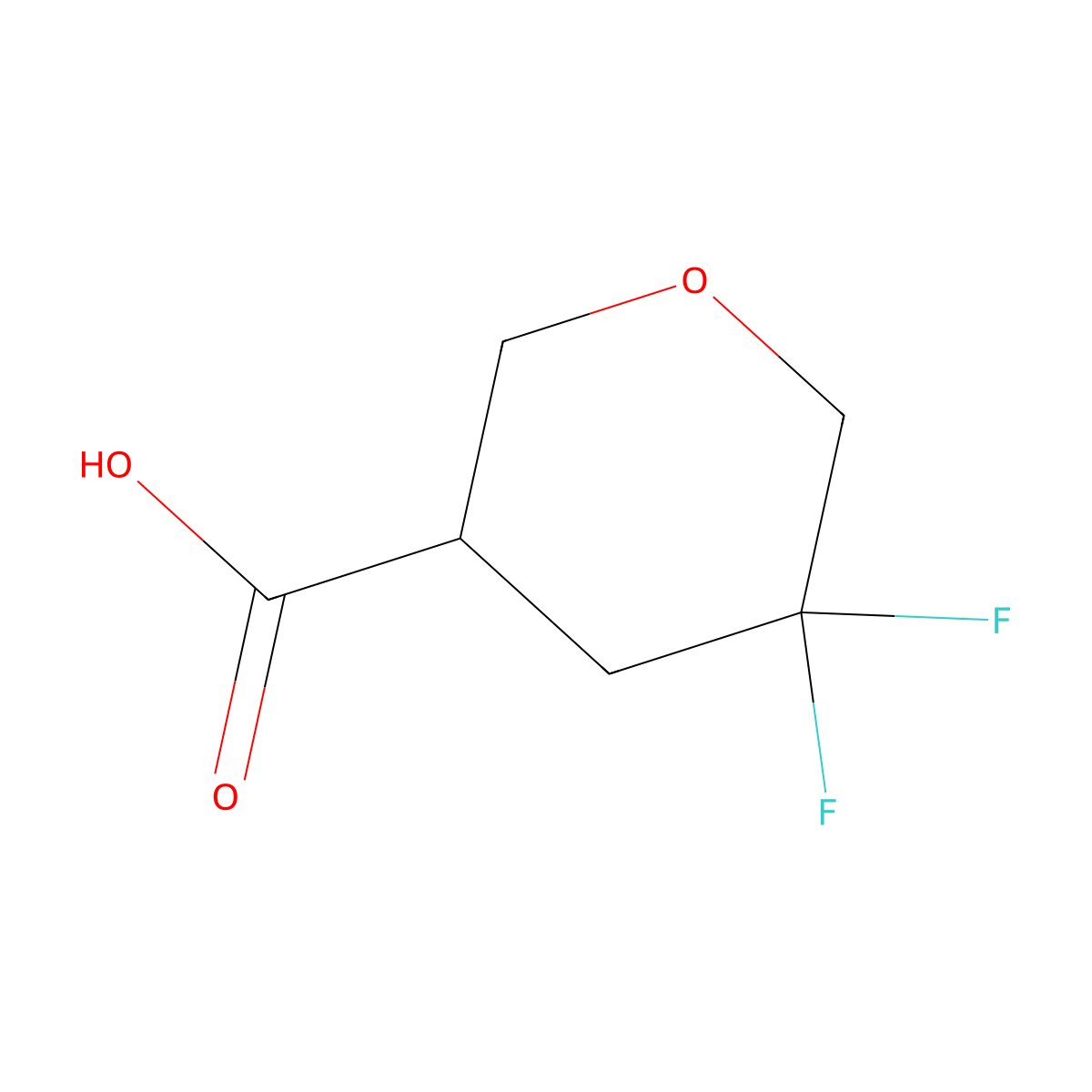 5,5-Difluorotetrahydro-2H-pyran-3-carboxylic acid molecular structure, CAS 2306269-26-9