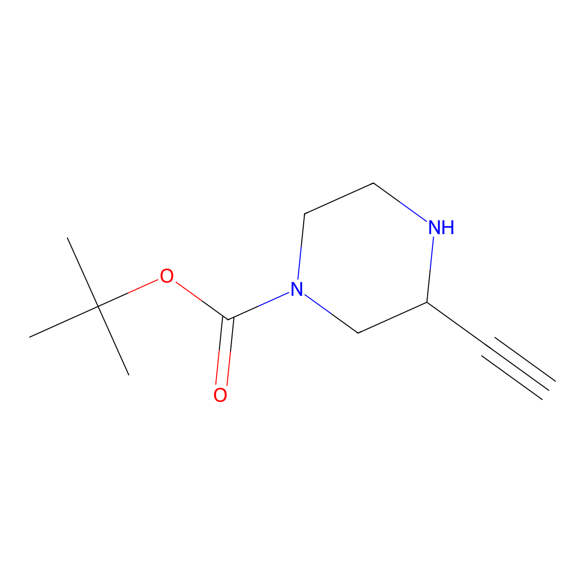 Tert-butyl 3-ethynylpiperazine-1-carboxylate molecular structure, CAS 2306269-34-9