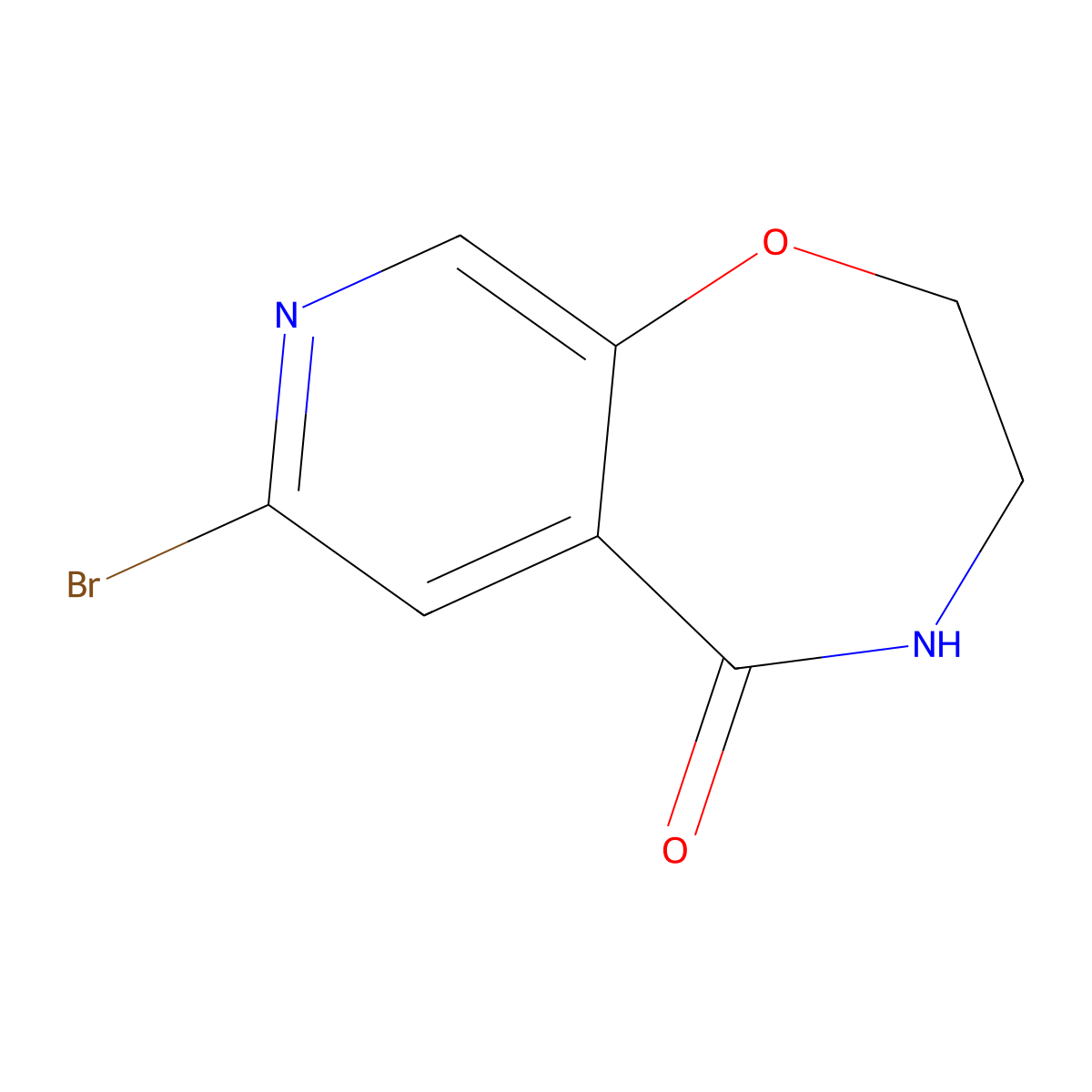 7-bromo-3,4-dihydro-2H-pyrido[4,3-f][1,4]oxazepin-5-one molecular structure, CAS 2306269-52-1