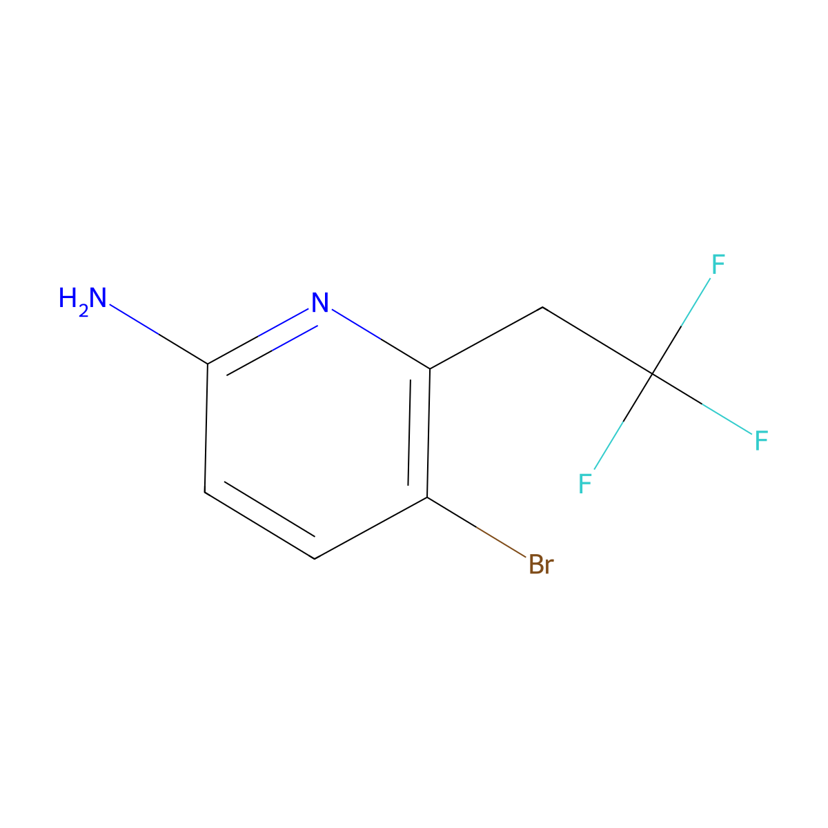 5-Bromo-6-(2,2,2-trifluoroethyl)pyridin-2-amine molecular structure, CAS 2306270-24-4