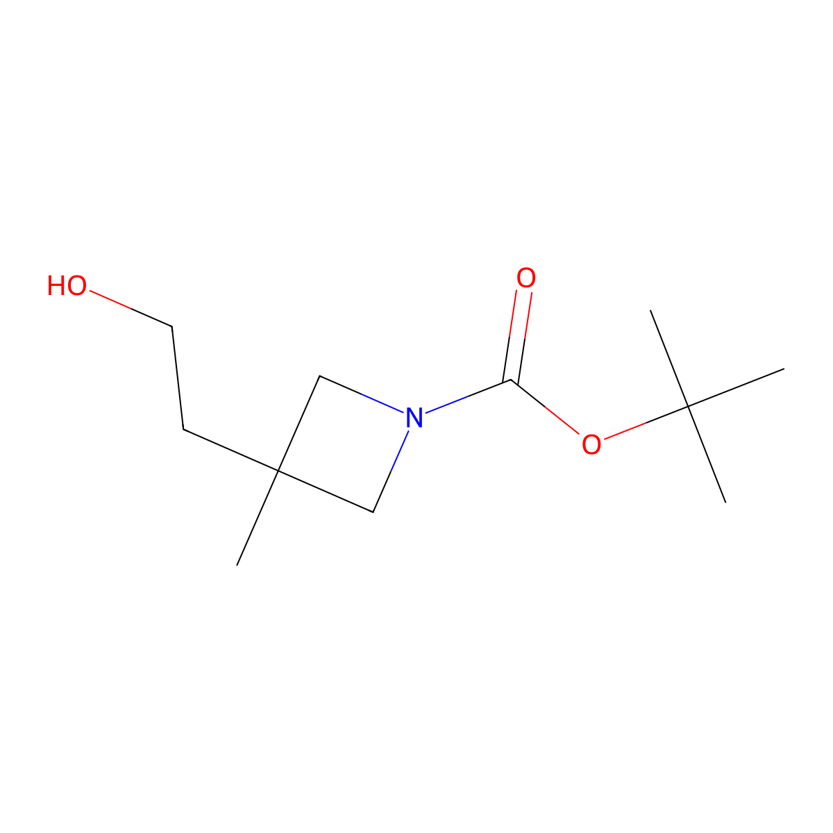 tert-Butyl 3-(2-hydroxyethyl)-3-methyl-azetidine-1-carboxylate molecular structure, CAS 2306270-35-7