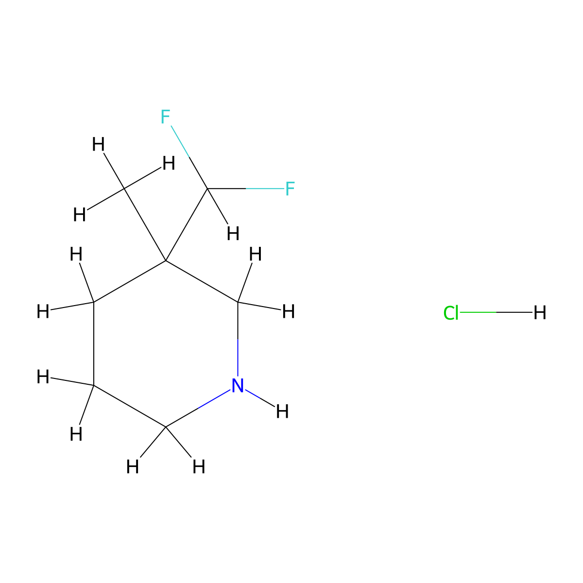 3-(Difluoromethyl)-3-methylpiperidine hydrochloride molecular structure, CAS 2306270-47-1