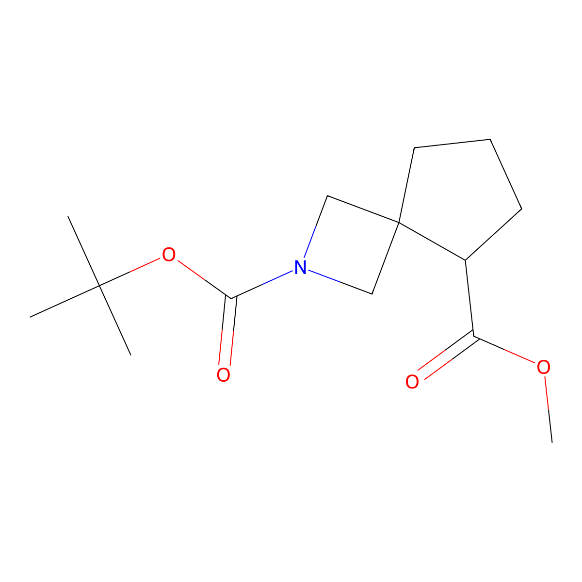 2-(tert-Butyl) 5-methyl 2-azaspiro[3.4]octane-2,5-dicarboxylate molecular structure, CAS 2306270-57-3
