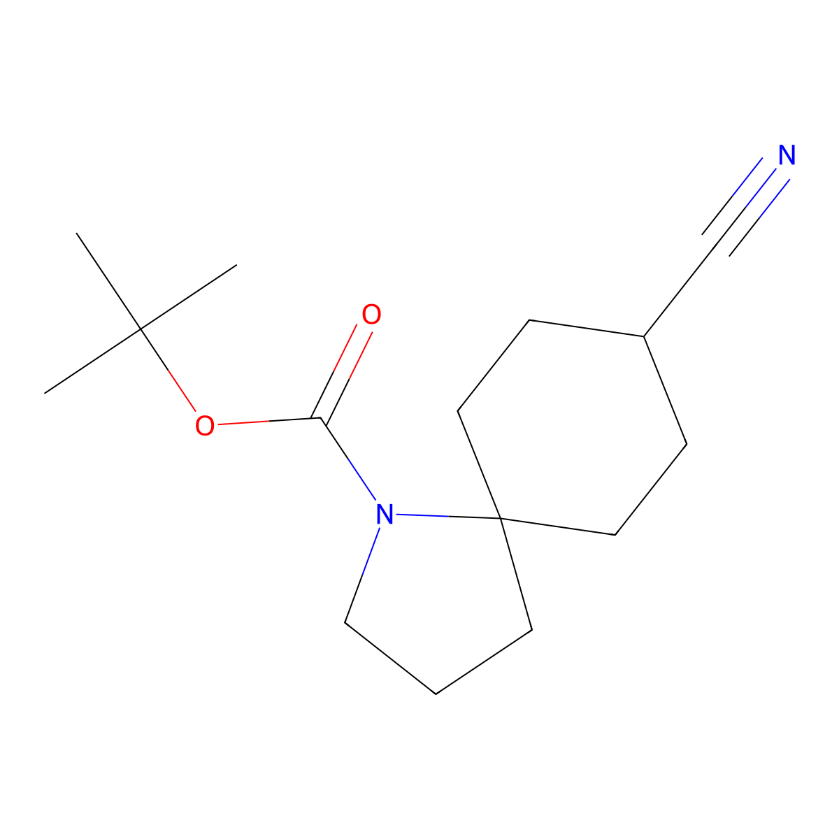 Tert-butyl 8-cyano-1-azaspiro[4.5]decane-1-carboxylate molecular structure, CAS 2306270-60-8