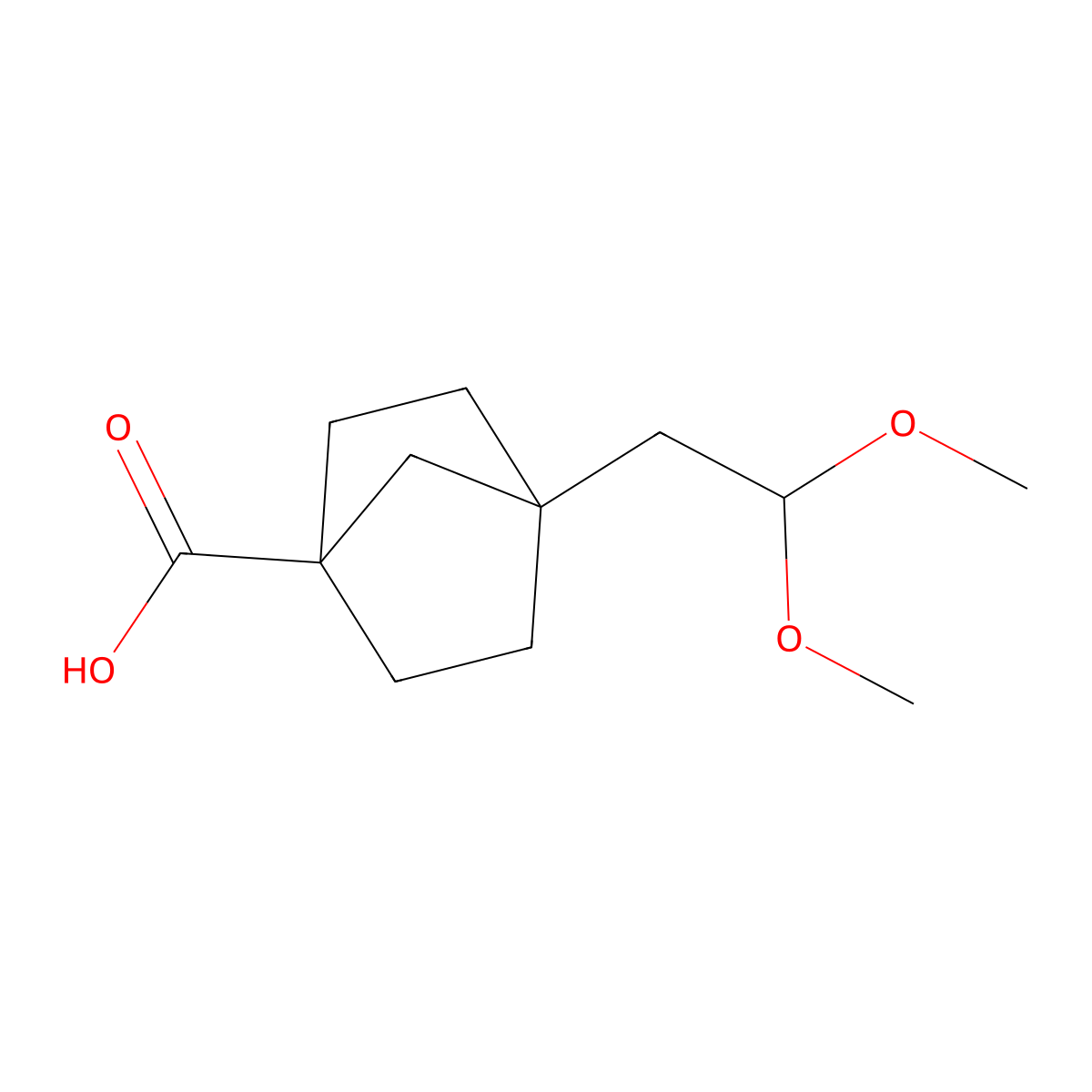 4-(2,2-Dimethoxyethyl)bicyclo[2.2.1]heptane-1-carboxylic acid molecular structure, CAS 2306271-02-1