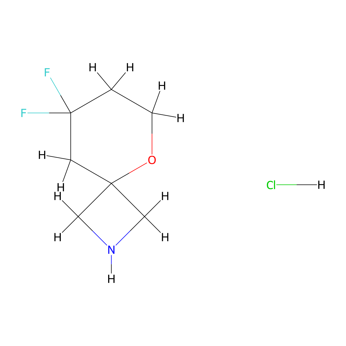 8,8-Difluoro-5-oxa-2-azaspiro[3.5]nonane hydrochloride molecular structure, CAS 2306271-47-4