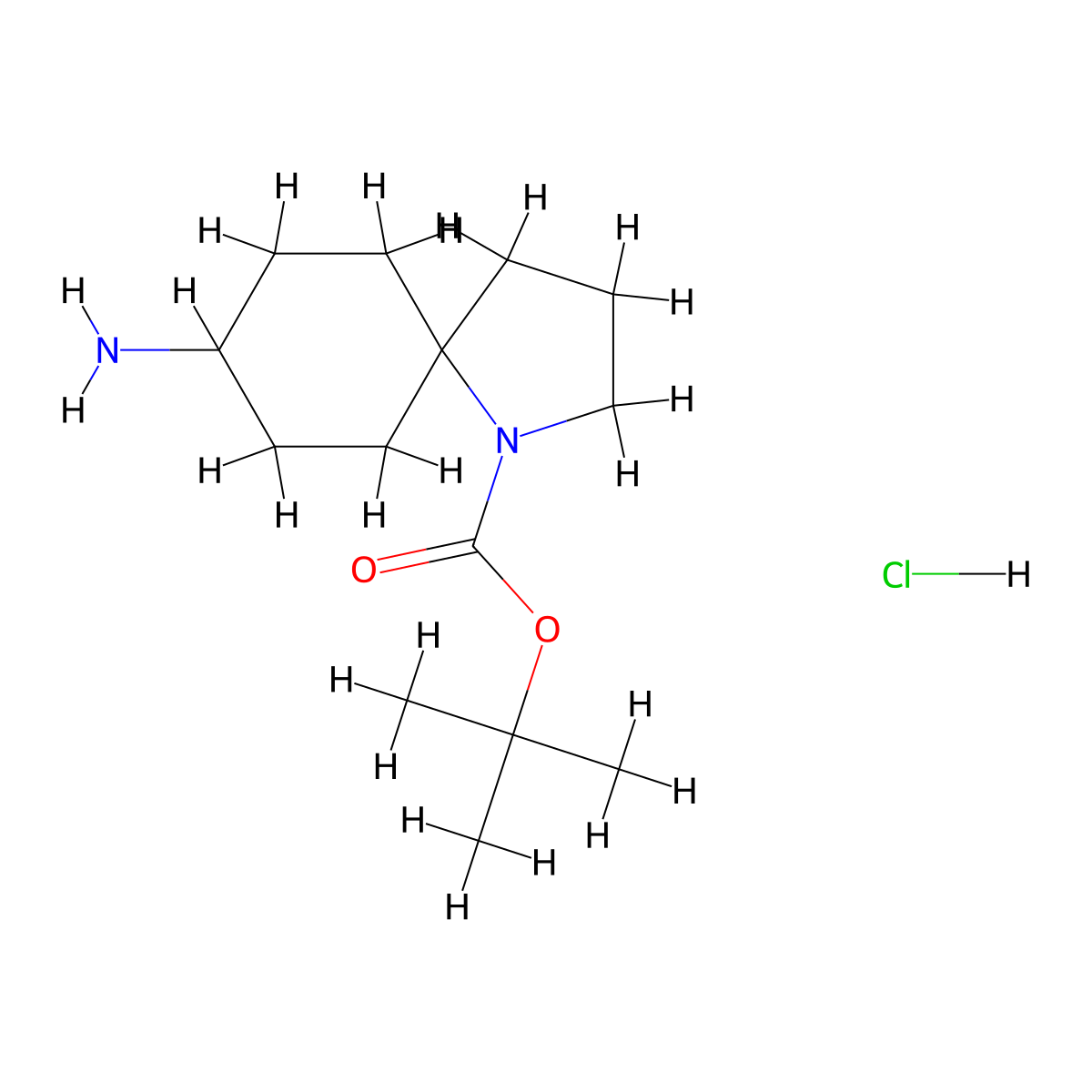 Tert-butyl 8-amino-1-azaspiro[4.5]decane-1-carboxylate hydrochloride molecular structure, CAS 2306271-55-4