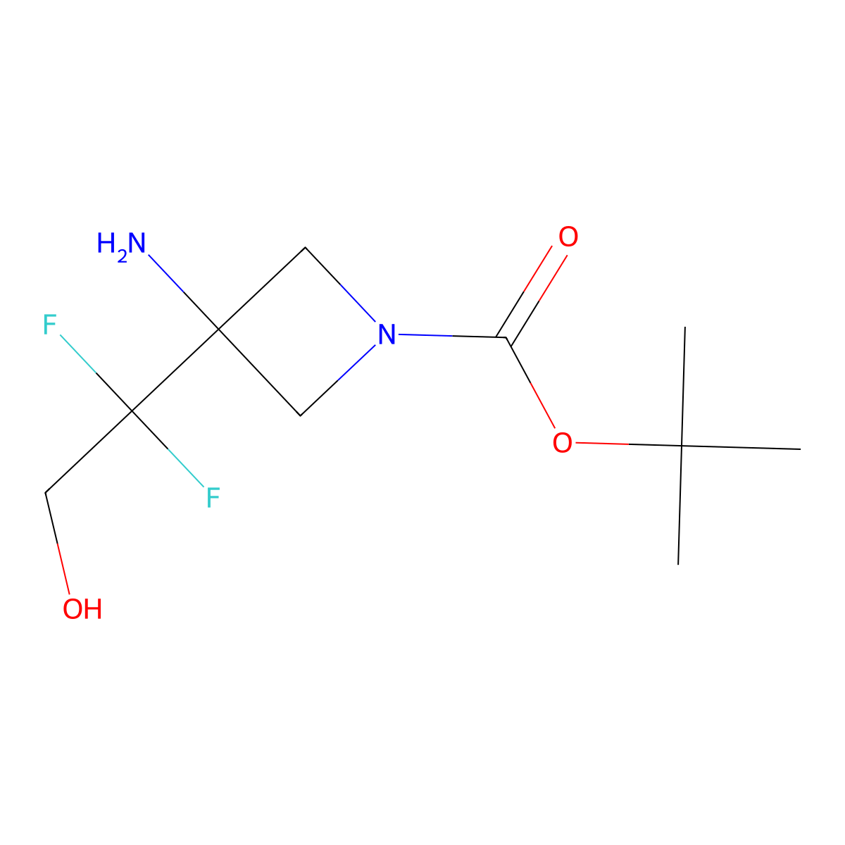 Tert-butyl 3-amino-3-(1,1-difluoro-2-hydroxy-ethyl)azetidine-1-carboxylate molecular structure, CAS 2306271-57-6