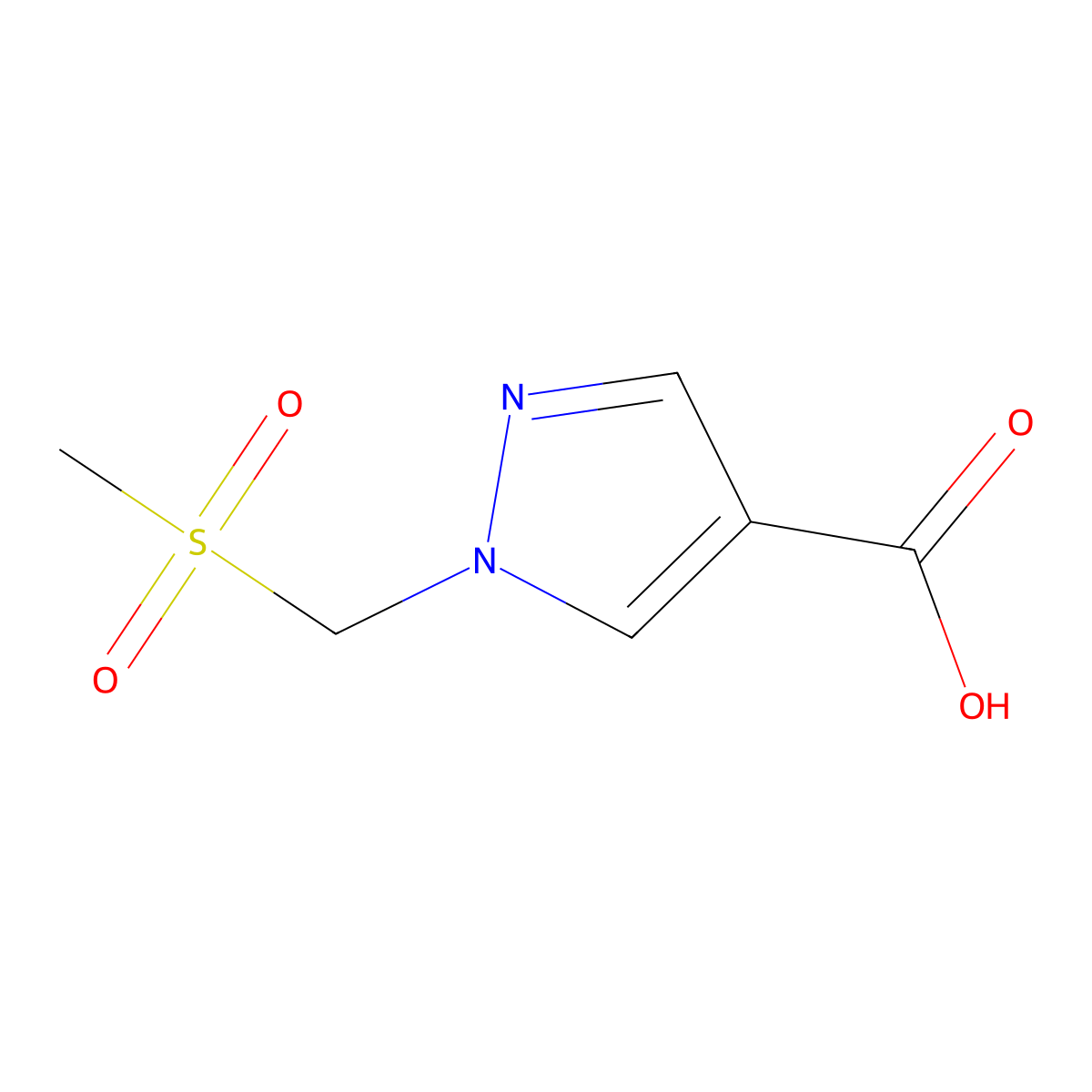 1-(Methylsulfonylmethyl)pyrazole-4-carboxylic acid molecular structure, CAS 2306271-61-2
