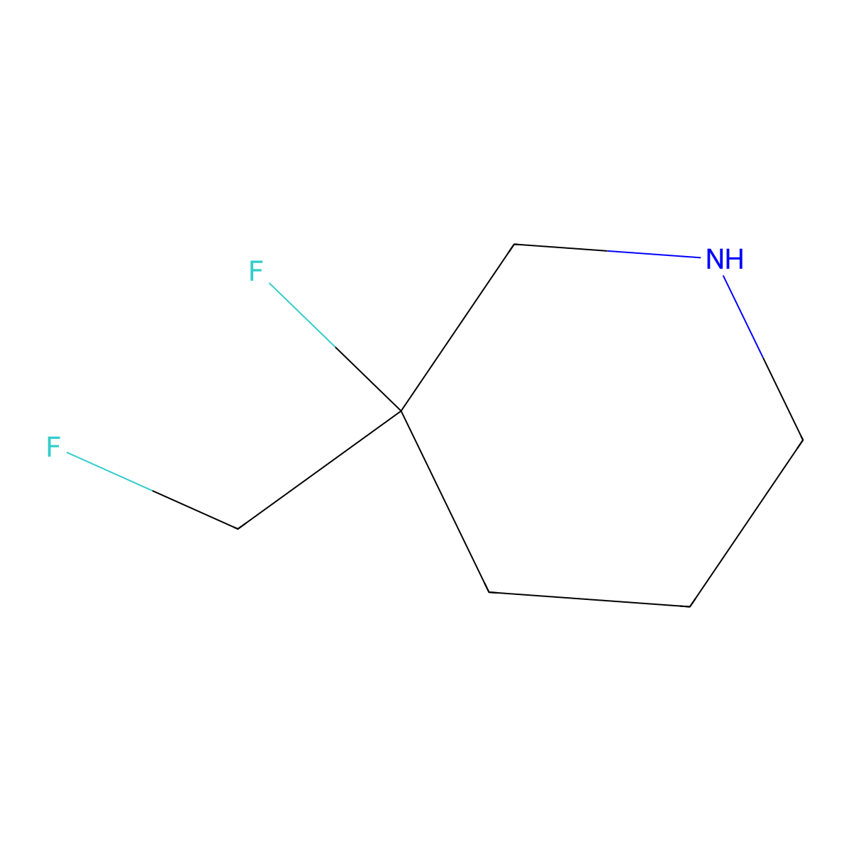 3-Fluoro-3-(fluoromethyl)piperidine molecular structure, CAS 2306271-68-9