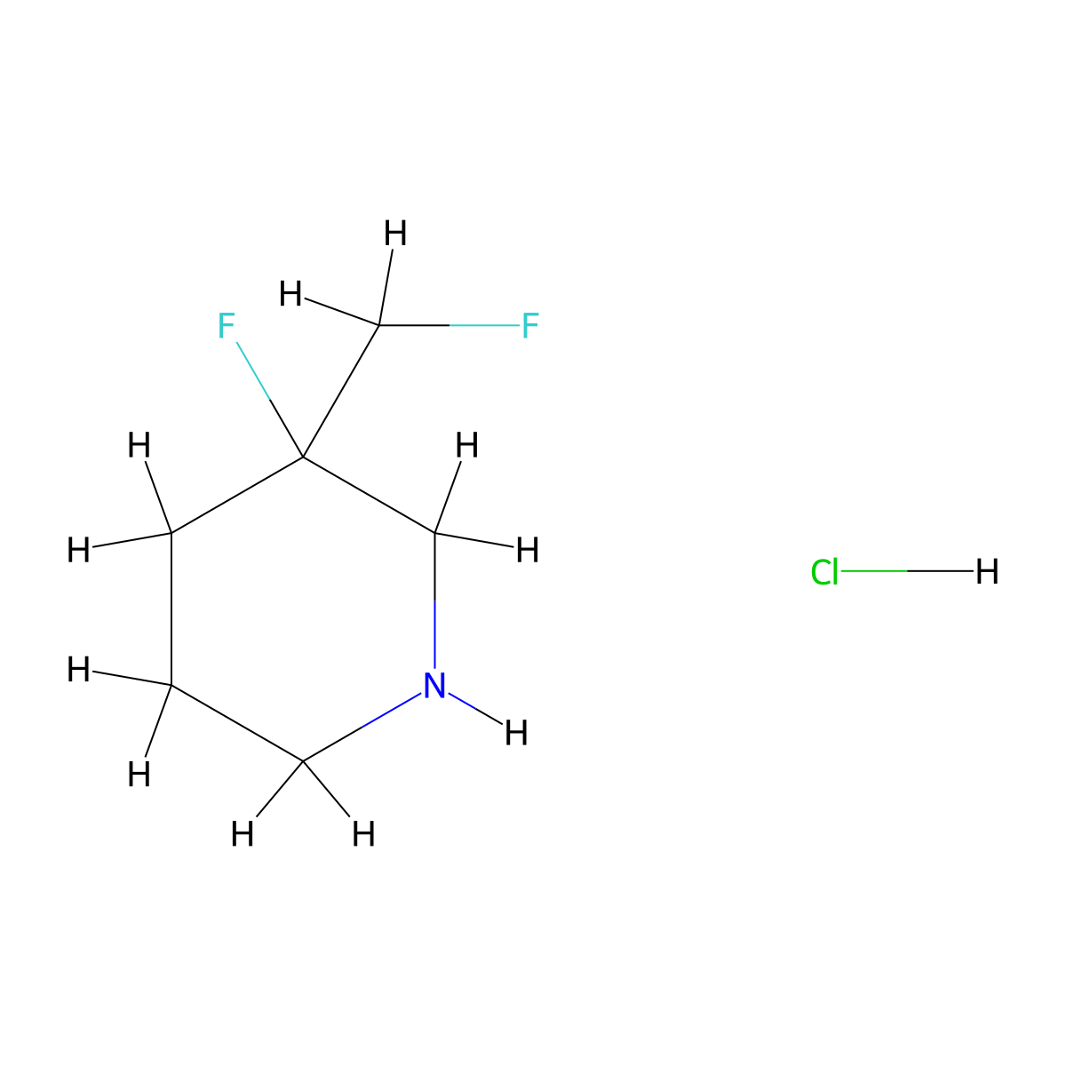 3-Fluoro-3-(fluoromethyl)piperidine hydrochloride molecular structure, CAS 2306271-69-0