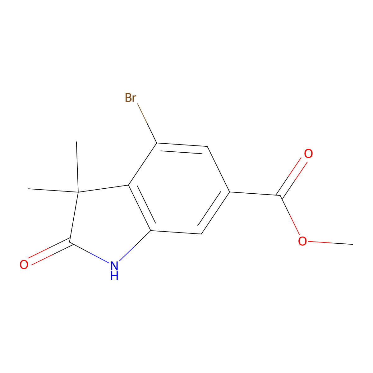Methyl 4-bromo-3,3-dimethyl-2-oxo-indoline-6-carboxylate molecular structure, CAS 2306271-86-1