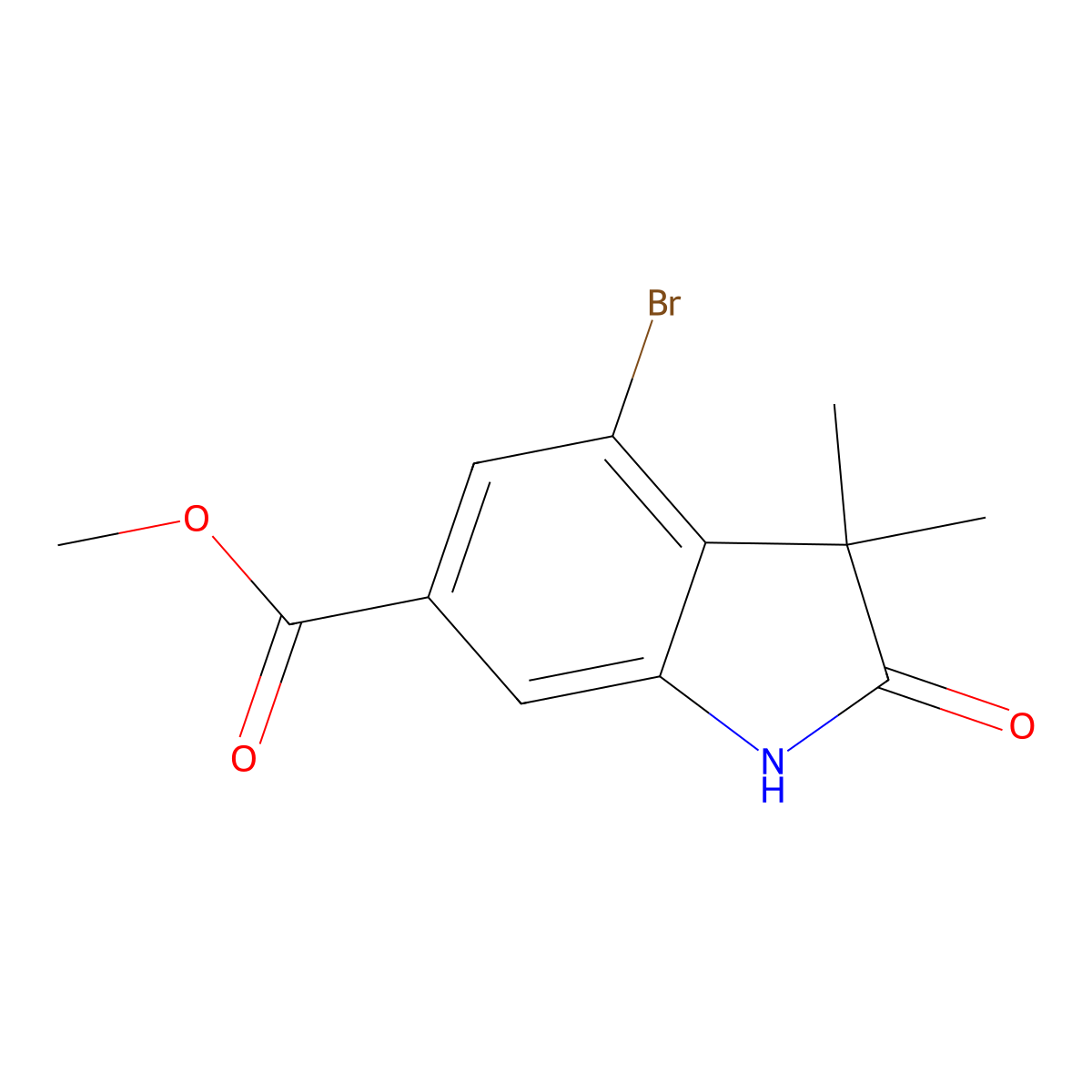 Methyl 4-bromo-3,3-dimethyl-2-oxo-indoline-6-carboxylate molecular structure, CAS 2306271-86-1