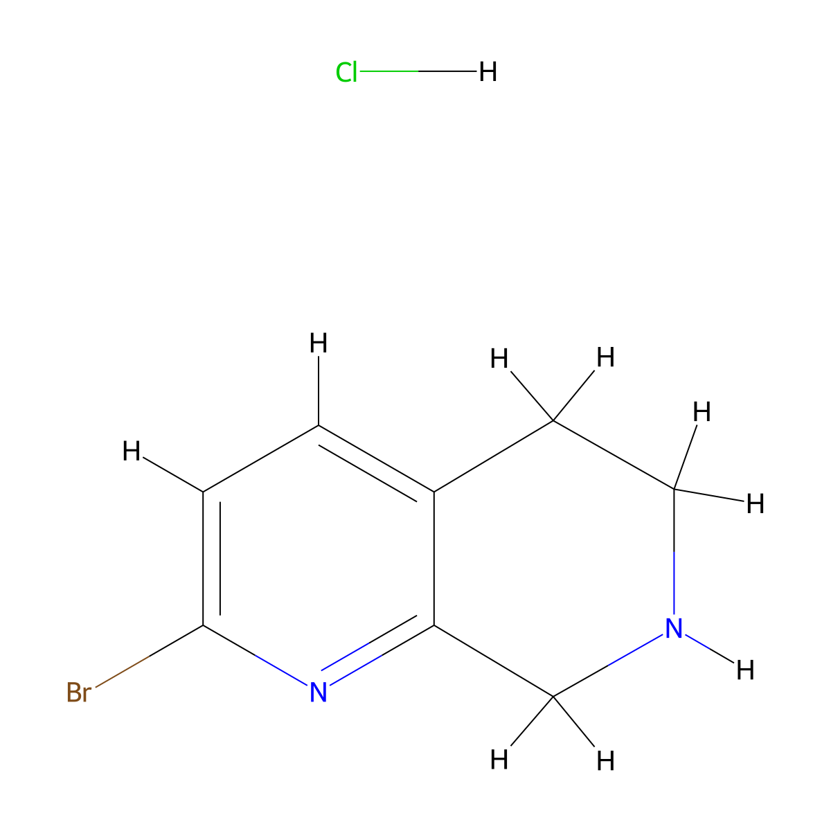2-Bromo-5,6,7,8-tetrahydro-1,7-naphthyridine hydrochloride molecular structure, CAS 2306272-17-1