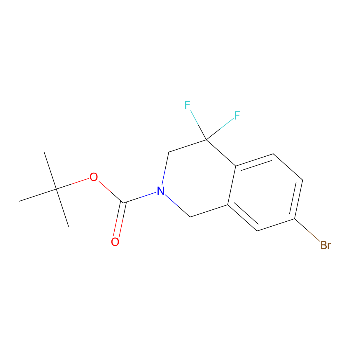Tert-butyl 7-bromo-4,4-difluoro-1,3-dihydroisoquinoline-2-carboxylate molecular structure, CAS 2306272-39-7