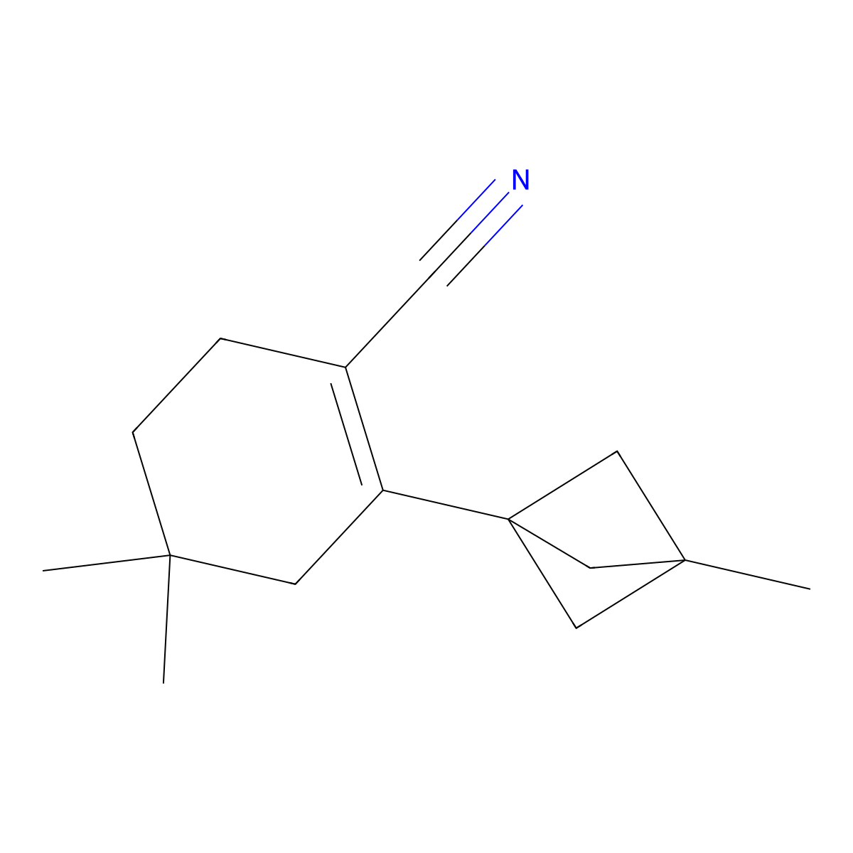 4,4-Dimethyl-2-(3-methylbicyclo[1.1.1]pentan-1-yl)cyclohex-1-ene-1-carbonitrile molecular structure, CAS 2306272-81-9
