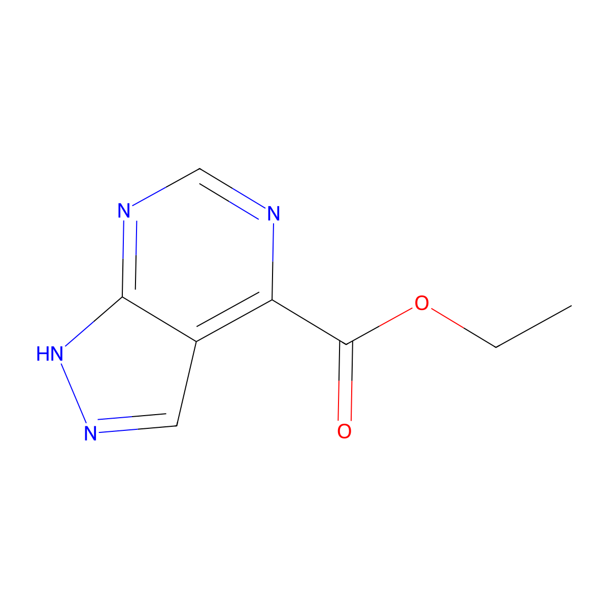 ethyl 1H-pyrazolo[3,4-d]pyrimidine-4-carboxylate molecular structure, CAS 2306272-96-6