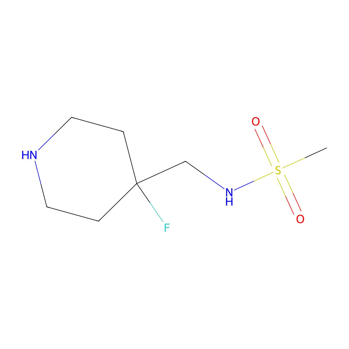 N-[(4-fluoro-4-piperidyl)methyl]methanesulfonamide molecular structure, CAS 2306273-11-8