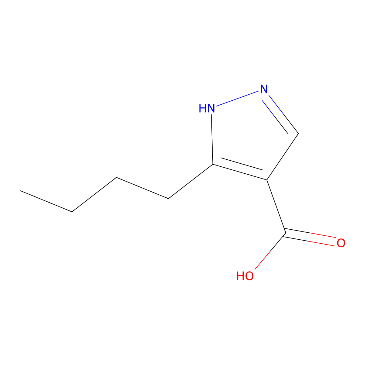 5-Butyl-1H-pyrazole-4-carboxylic acid molecular structure, CAS 2306273-17-4