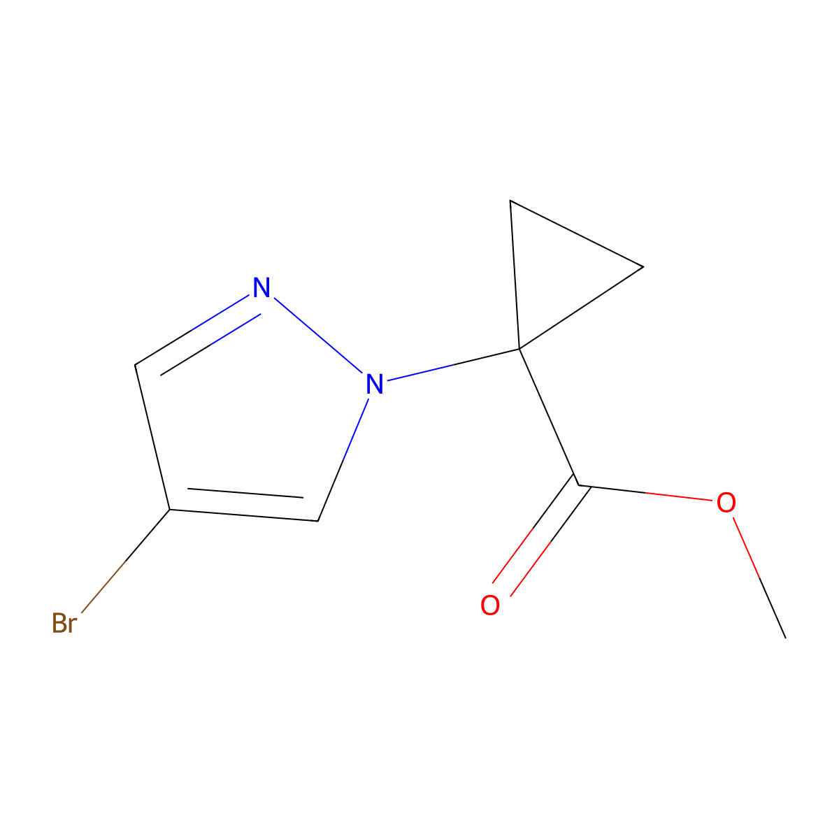 Methyl 1-(4-bromopyrazol-1-yl)cyclopropanecarboxylate molecular structure, CAS 2306273-21-0