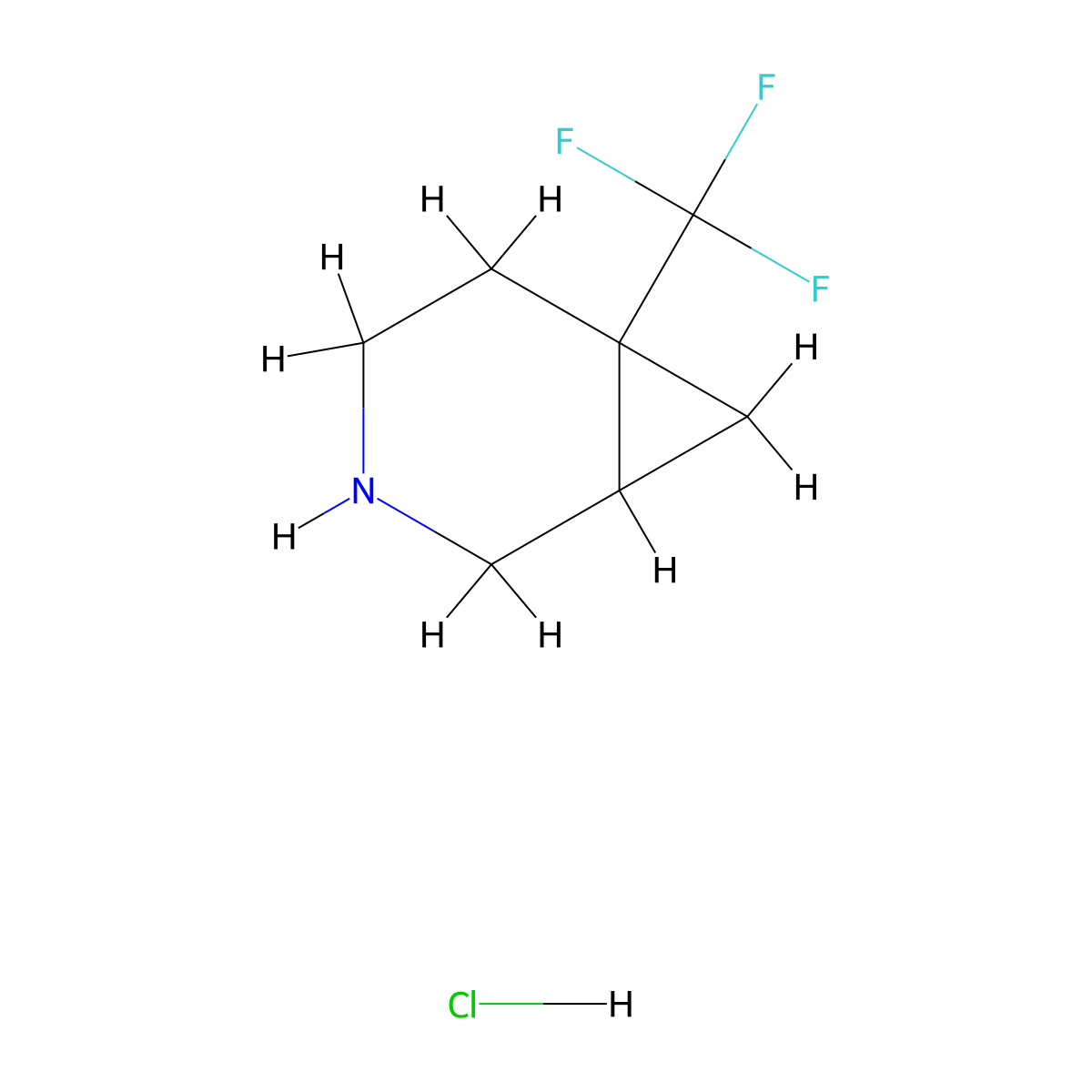 6-(Trifluoromethyl)-3-azabicyclo(4.1.0)heptane hydrochloride molecular structure, CAS 2306274-48-4