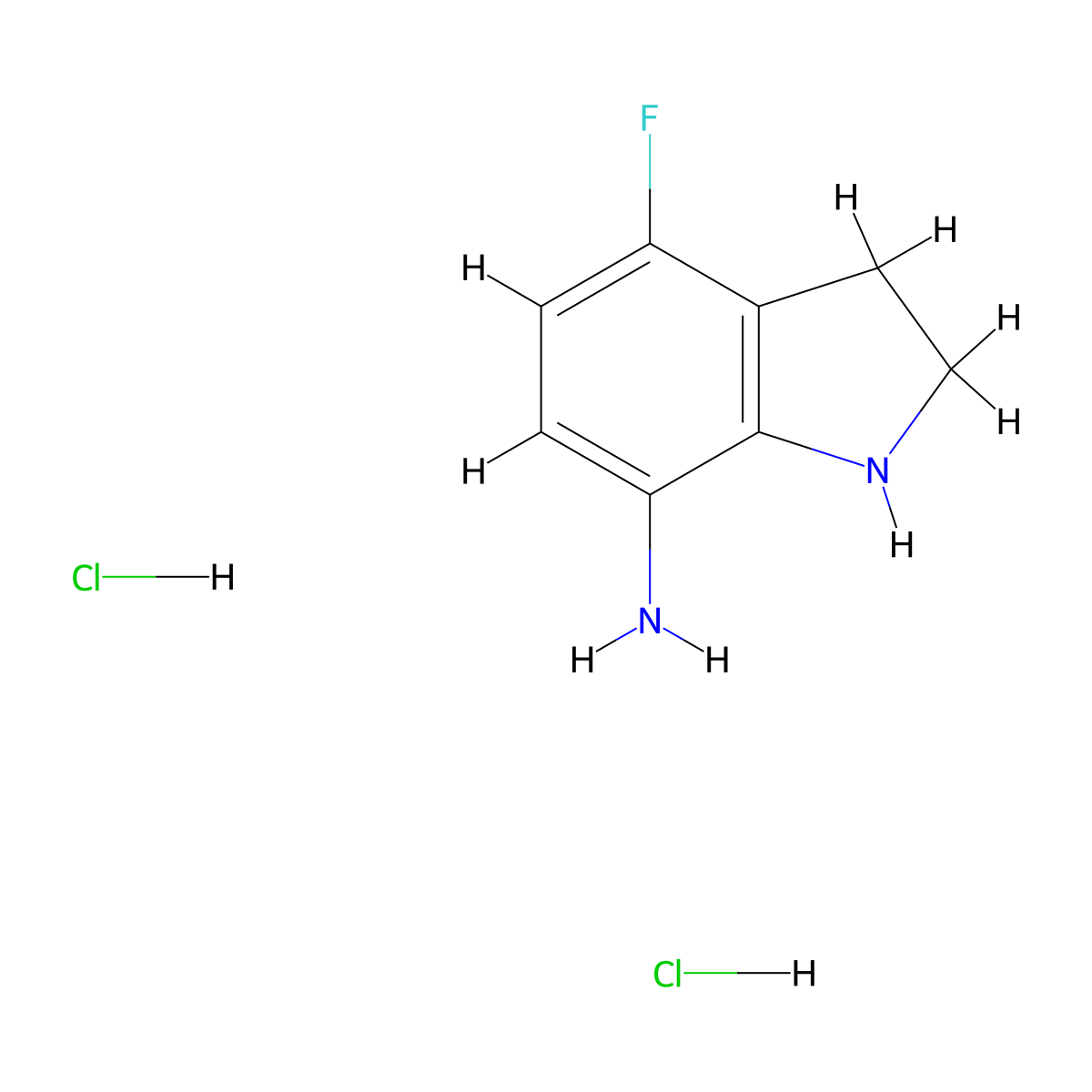 4-Fluoroindolin-7-amine dihydrochloride molecular structure, CAS 2306274-49-5