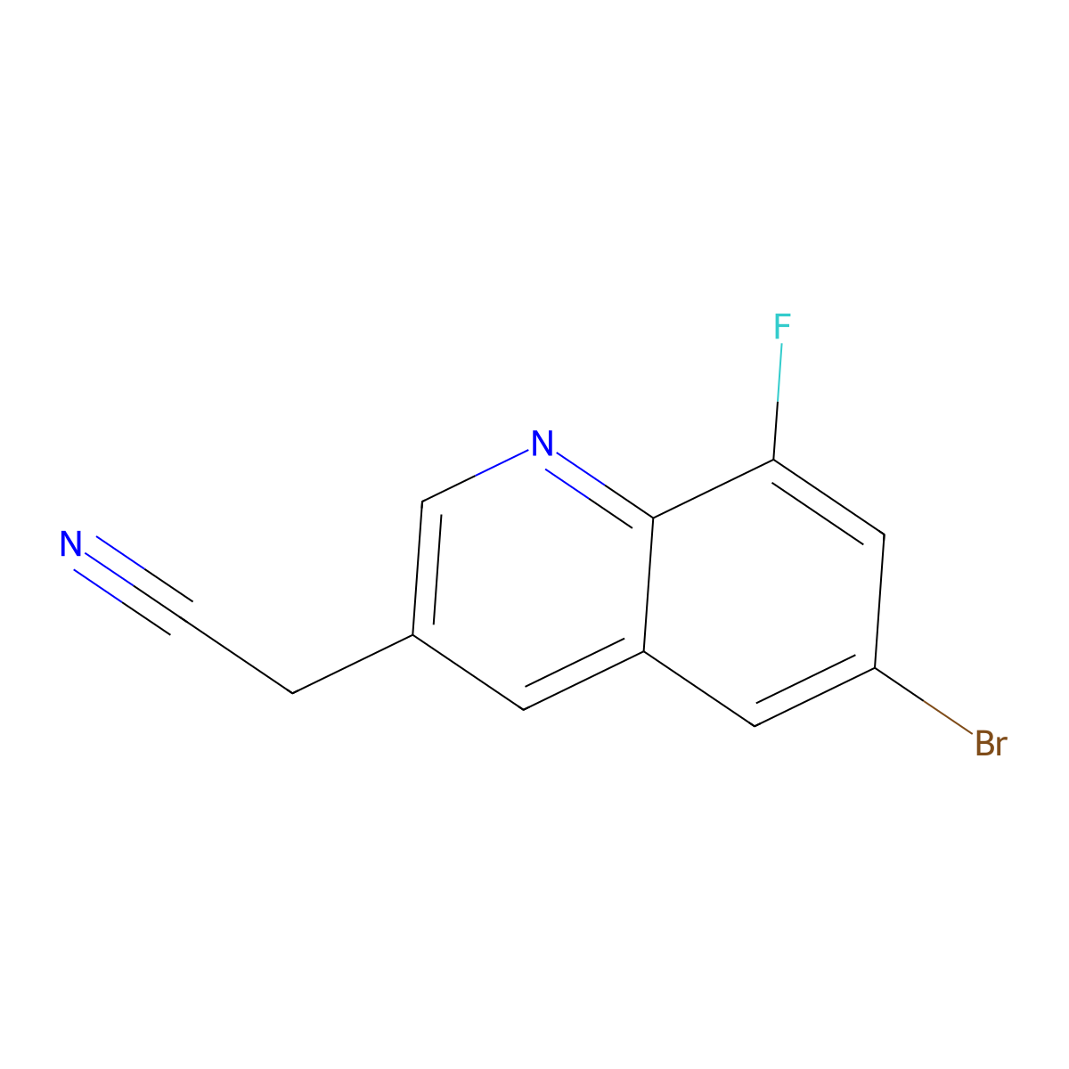 2-(6-Bromo-8-fluoro-3-quinolyl)acetonitrile molecular structure, CAS 2306274-61-1