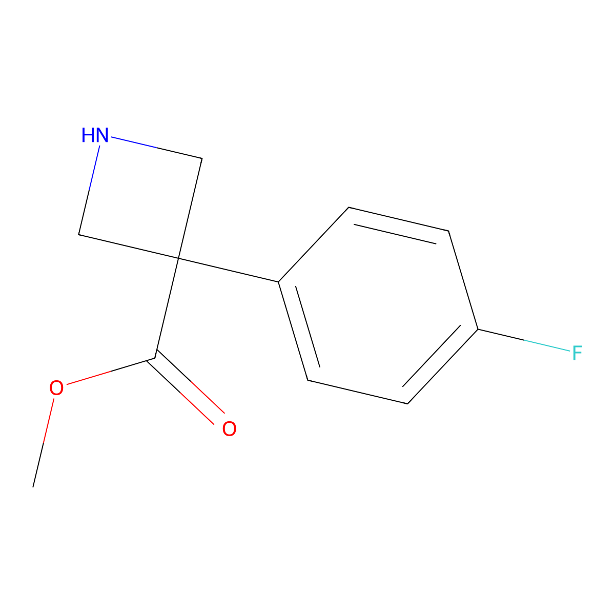 Methyl 3-(4-fluorophenyl)azetidine-3-carboxylate molecular structure, CAS 2306274-72-4