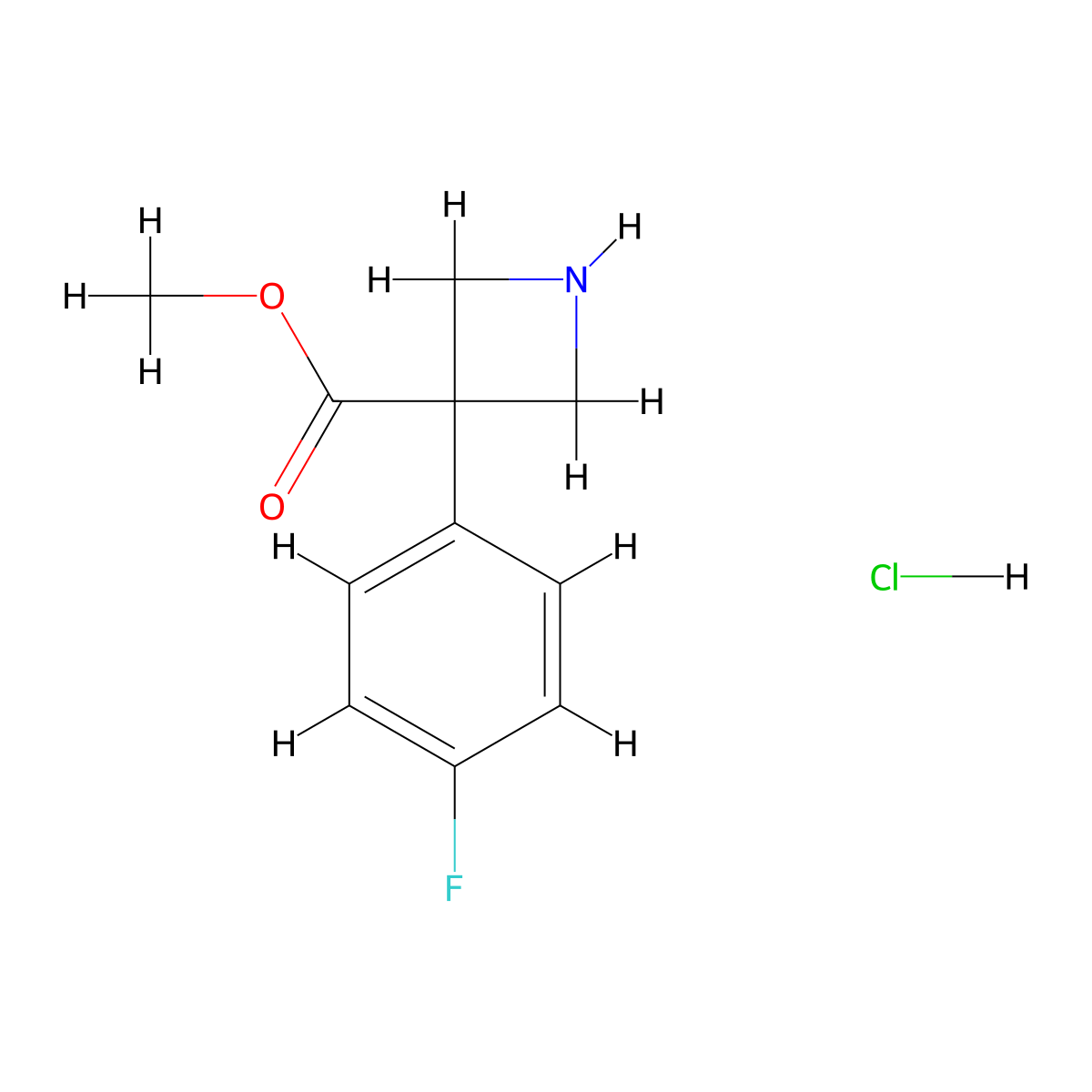 Methyl 3-(4-fluorophenyl)azetidine-3-carboxylate hydrochloride molecular structure, CAS 2306274-73-5